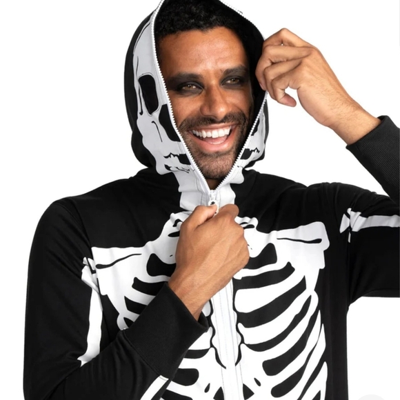 NWT Tipsy Elves Adult Skelton Hooded Jumpsuit Halloween Costume Unisex Luxury M - Picture 7 of 12